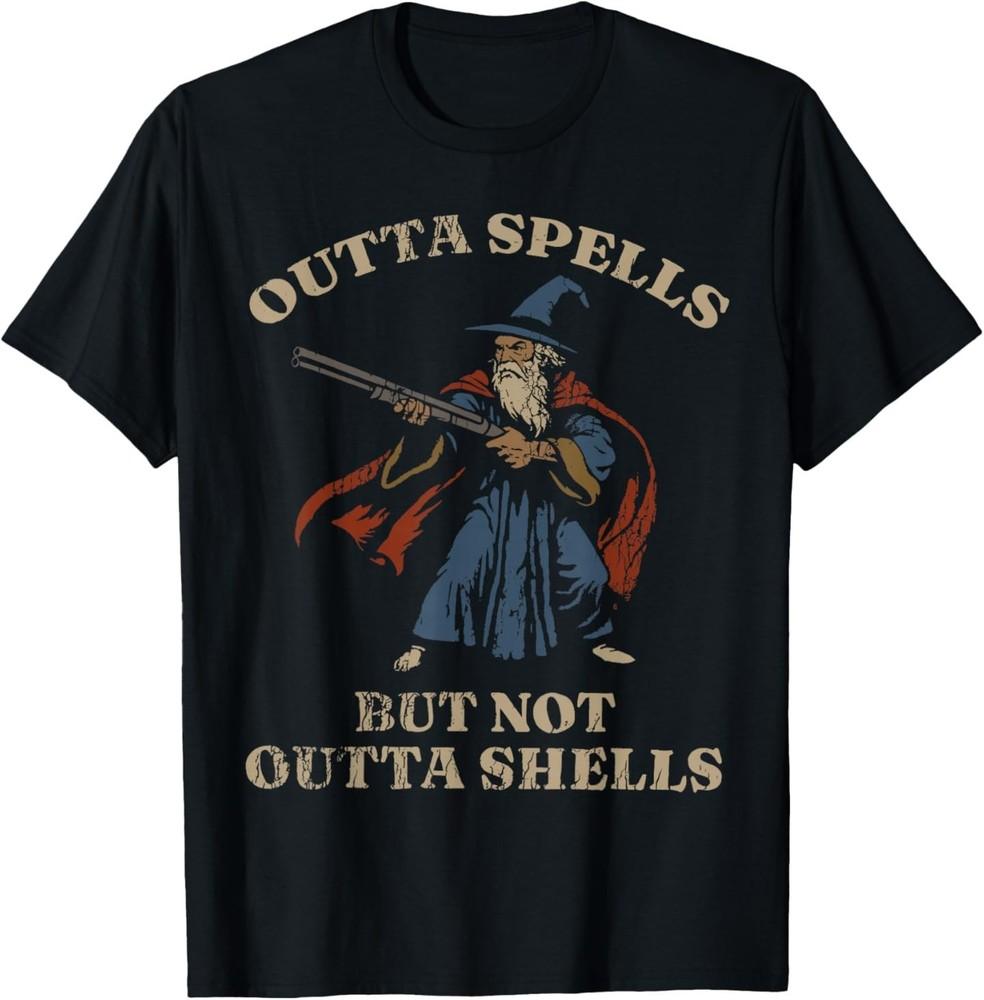 Outta Spells But Not Outta Shells Wizard Fantasy Meme T-Shirt Unisex T-Shirt S