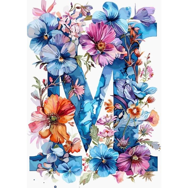 Flower Alphabet Wall Art Wreath Letters Canvas Painting Fashion Modern Aesthetic Poster Wall Pictures Home Decor For Living Room
