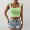 Women's New Solid Color Square Neck Tight Crop Short Vest Top