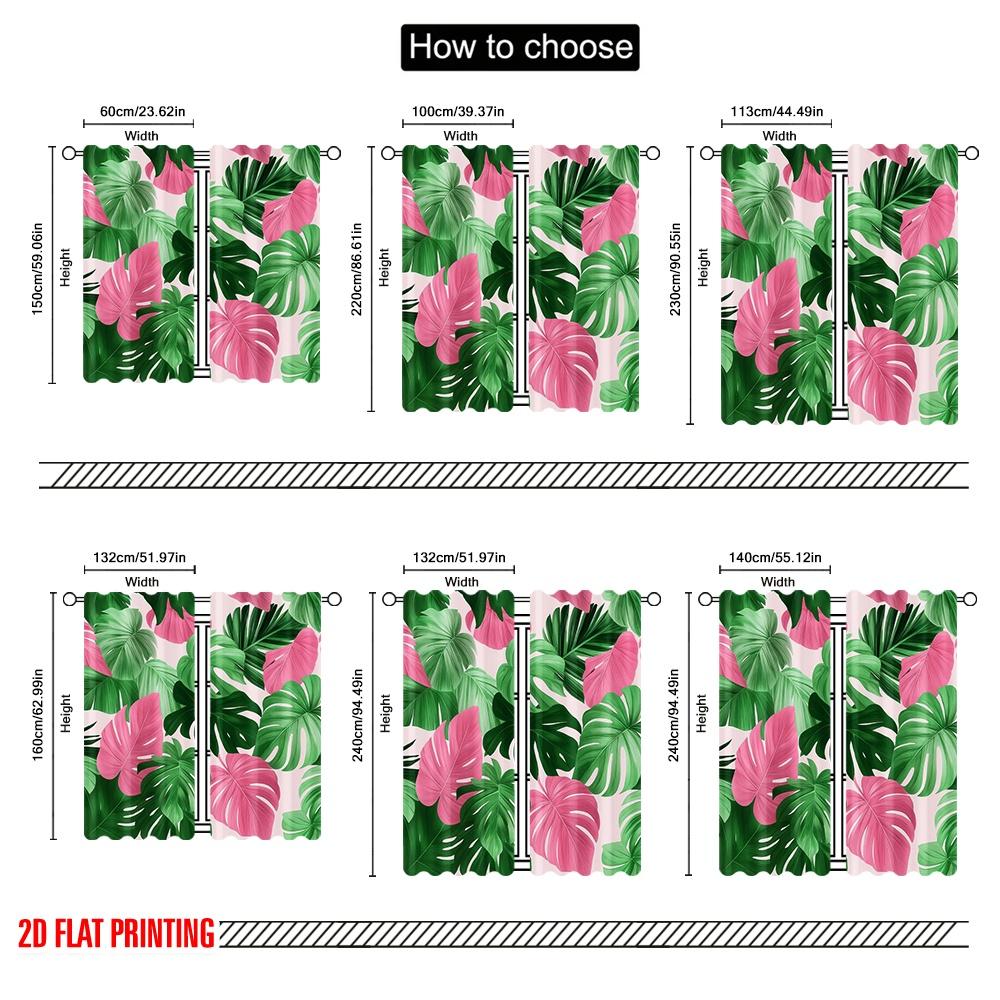 2pcs,2D Plane Printing Curtains Digital Printed Tropical Tapestry Polyester (without Rod) Room Decor for Living Room and