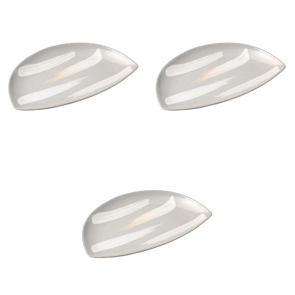Set of 3 Pottery Plates x x Irregular Shape Ceramic Plates by Setomonohonpo Powder-brushed Half-moon [24.8 15.6 2.8 cm]