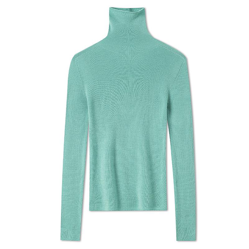 Women's Machine Washable Seamless New Zealand Wool High Neck Sweater - 100% Pure Wool Knitwear Base Layer Top
