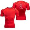 Men Short-Sleeve Compression T-Shirt Breathable Quick-Drying Elasticity Spider Bleach Print Running Cycling Gym Workouts Shirts