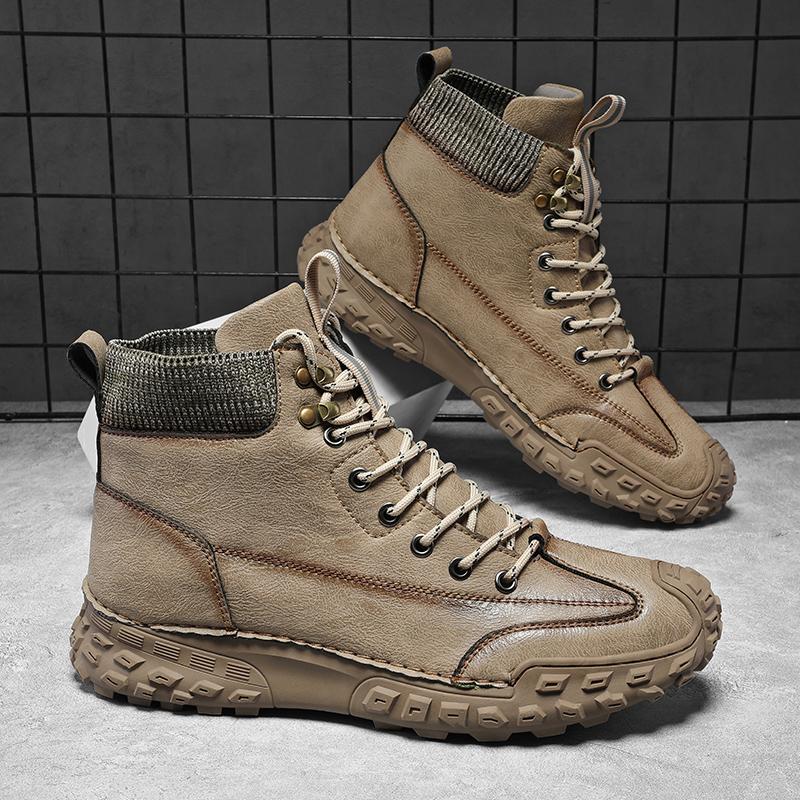 Men Handmade Pattern Leather Comfy Soft Sock Ankle Boots For Men