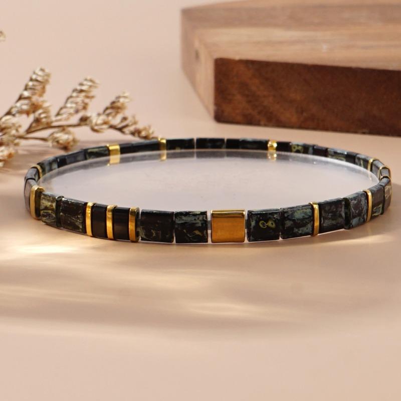 Women's Fashion Beaded Bracelet, Boho Style Handmade Elastic Cord Bracelet, Suitable for Men  Women Daily Wear