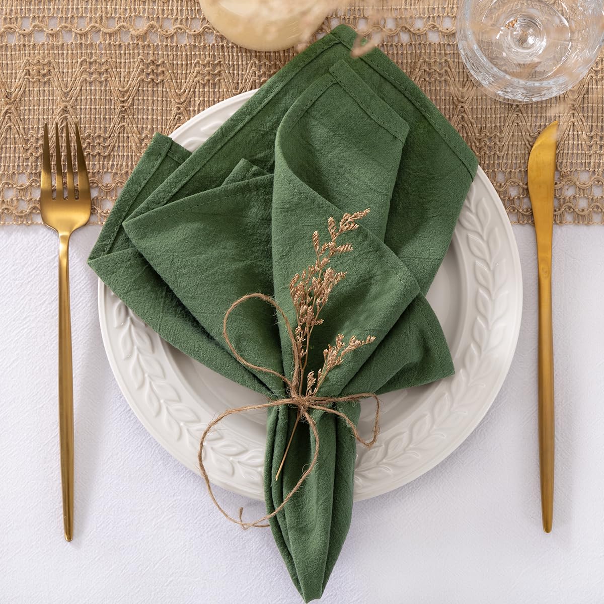 

Set of 6 Cotton Cloth Napkins 30x45cm, Washable Reusable Christmas Napkins for Wedding Party Birthday Dining Table Decorations