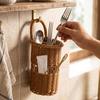 Handwoven Wall Hanging for Chopsticks, Cutlery, Toothbrush and Toothpaste, Kitchen and Bathroom Storage Holder