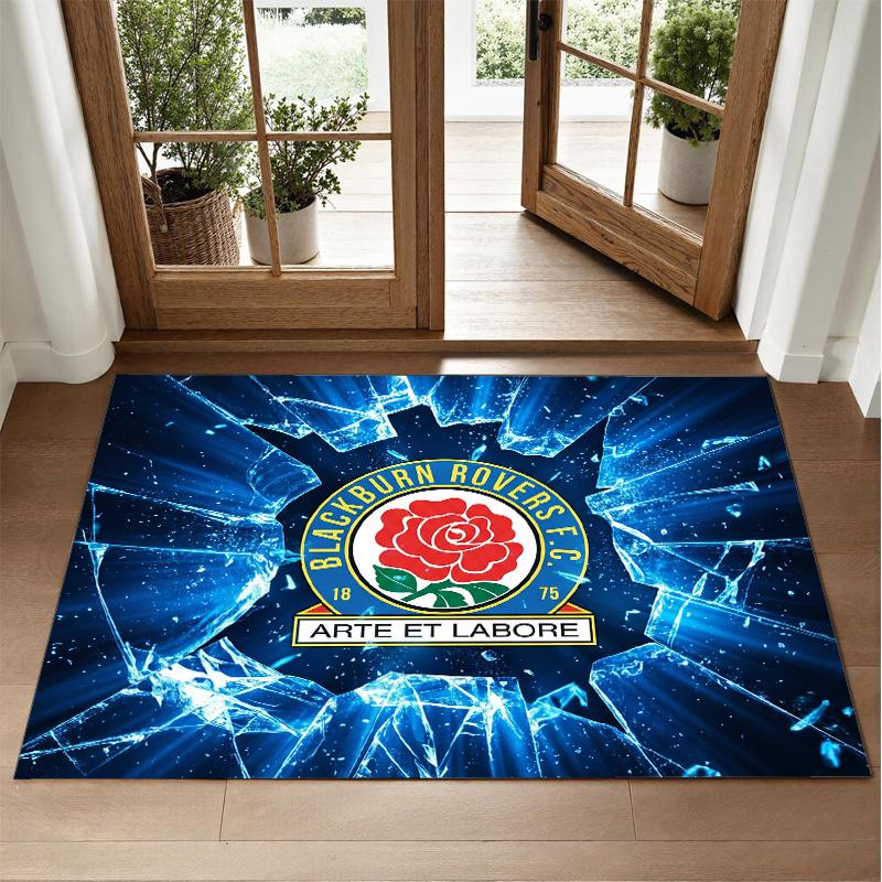 Blackburn Rovers Football Design Crystal Velvet Rug Soft Decorative Mat for Bedroom Entrance