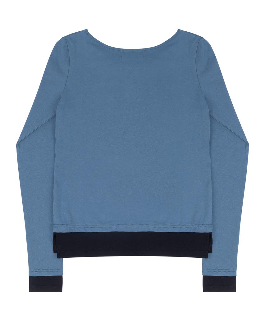 SELITIO Color Block Layered Long Sleeve T-Shirt Blue