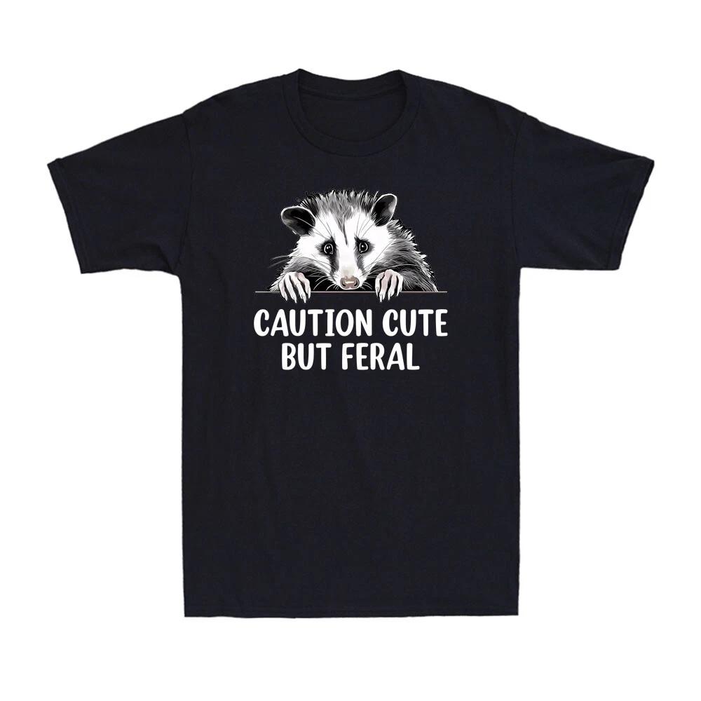 Opossum Funny Possum Caution Cute But Feral Trash King Vintage Men s T-Shirt XL