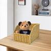 Geflochten-Optik Schrägöffnungs-Aufbewahrungskorb Wohnzimmer Schreibtisch Unordnung Schlafzimmer Buchorganisator Küche Obst Kosmetikhalter