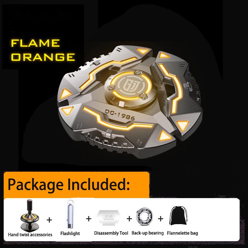 Shield Fidget Spinners, Gray Metal with Blue Luminous, Durable High Speed Silent Bearing, Finger Hand Spinner for Adults & Kids (Flashlight Included)