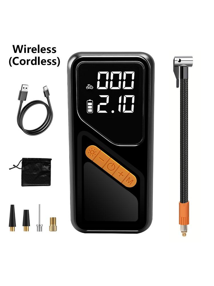 

New Wireless Dual Display Cordless Air Pump with Type C Charging for Motorcycle Car Bicycle Tire Inflator Portable Electric Pump чорний