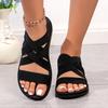 Fashion Elastic Cross Strap Casual Sandals for Women Summer 2025 Lightweight Non Slip Beach Shoes Woman Comfort Slip On Wedge Sandalias