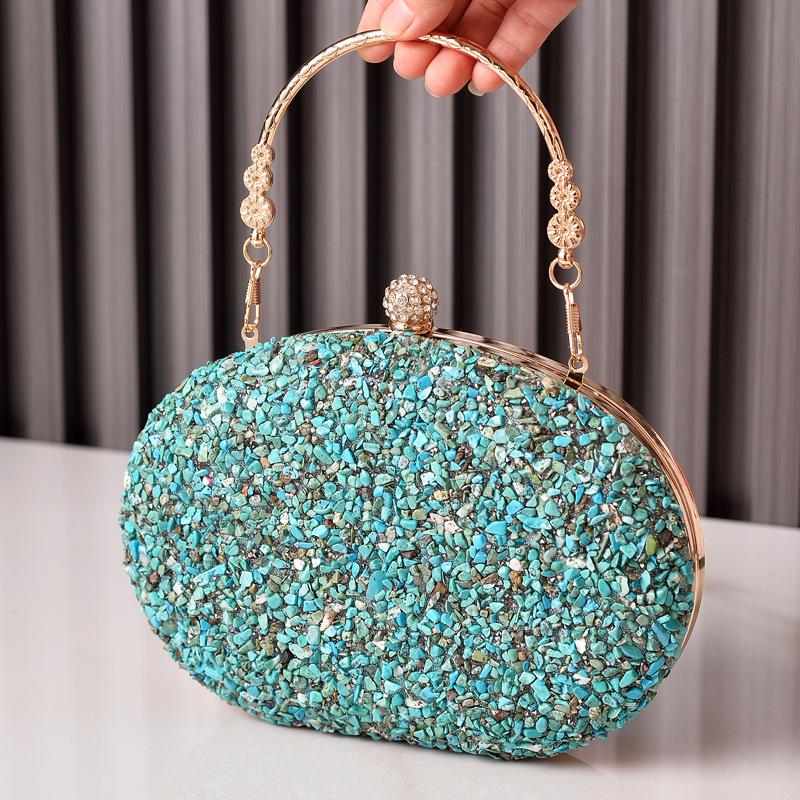 Multicolor Rhinestone Bag for Women Diamond Evening Wedding Handbag Designer Luxury Clutch Purse Purple Crossbody Shoulder Bag