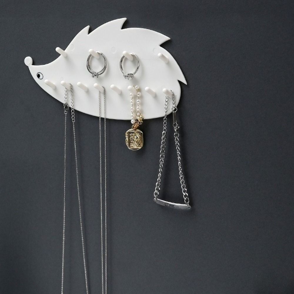 2Pcs Punch-Free Jewelry Storage Rack Wall Mounted Seamless Hedgehog Jewelry Hook Dual Layer Decorative Sticky Hook
