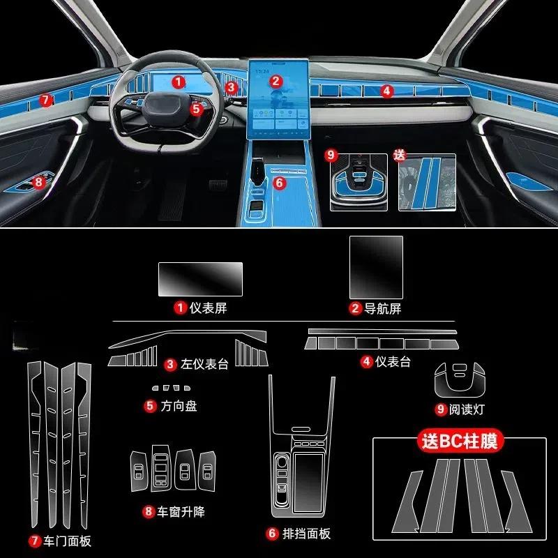 Car Interior Door Center Console For Geely Boyue L 2024 Media Dashboard Navigation TPU Anti-scratch Protector Film