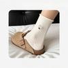 Female Spring and Summer Thin Style All Match Lovely Embroidery Solid Color Cartoon Roll Edge In Tube Cotton Socks
