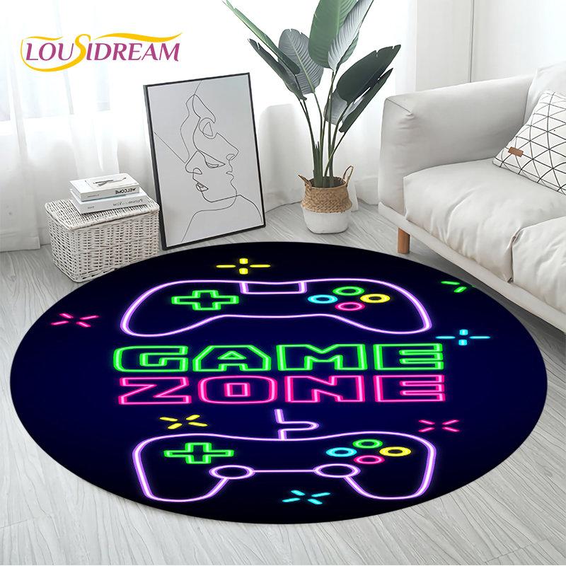 3D Cartoon Gamer Game Controller Area Rug Large,Round Carpet Rug for Living Room Bedroom Sofa Decor,Kid Play Non-slip Floor Mat
