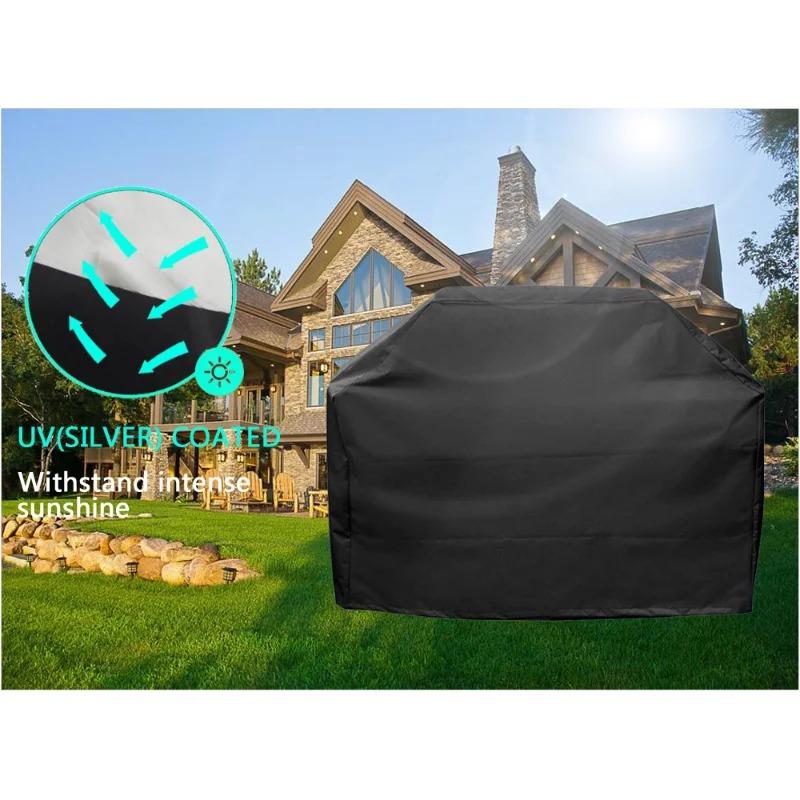 BBQ Cover Anti-Dust Waterproof Heavy Duty Grill Cover Rain Protective Round Rectangle Outdoor Barbecue Cover Accessories