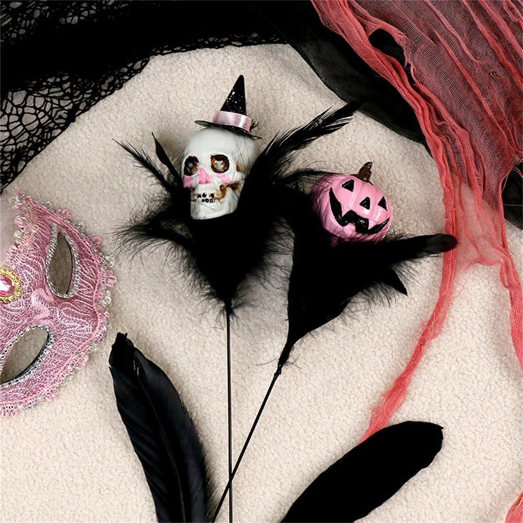 Halloween Decoration Creative Fashion Feather Pumpkin Skulsl Floral Bouquet Home Party Flower Branch