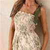 Women's Spaghetti Strap Sleeveless A-Line Midi Dress Floral Print Summer Casual