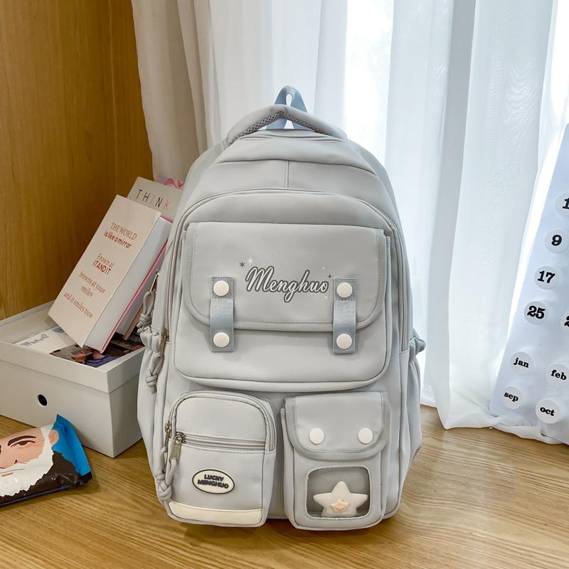 College Style Schoolbag Women's Large Capacity Computer Travel Bag Letter Print Backpack for High School Students
