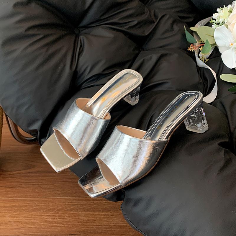 

High heels women s cool slippers opentoed sandals widened large size women s shoes to women s shoes 45 срібний