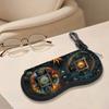 2D-Mystical Celestial Sun Moon Pattern Zipper Sunglasses Case, Protective Eyewear Container for Travel, Vintage Astrology Themed Portable Eyeglasses H