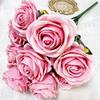 Simulated Roses Bunch Realistic Artificial Roses Faux Rose Bundle with Bendable Stems for Home Decor Parties Weddings Flower Arrangements
