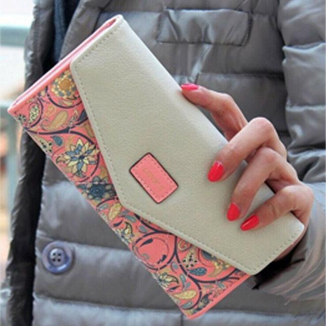 Damen-Geldbörse mit Umschlag, Leder, großes Fassungsvermögen, Kartenhalter, Damen, lange Clutch-Geldbörse, Geldbeutel