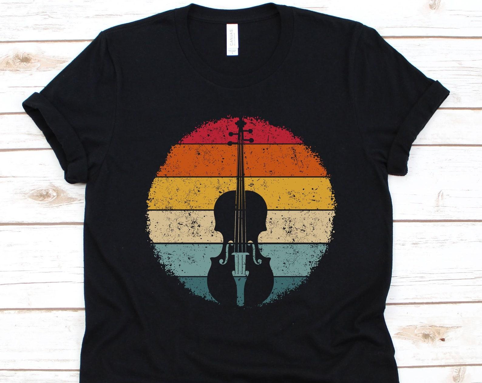 Retro Violin Shirt, Retro Violin Design, Fiddle T-Shirt, Bowed String Instrument, Musician Graphic, Music Lover, Violoncello Tee, Violinist L