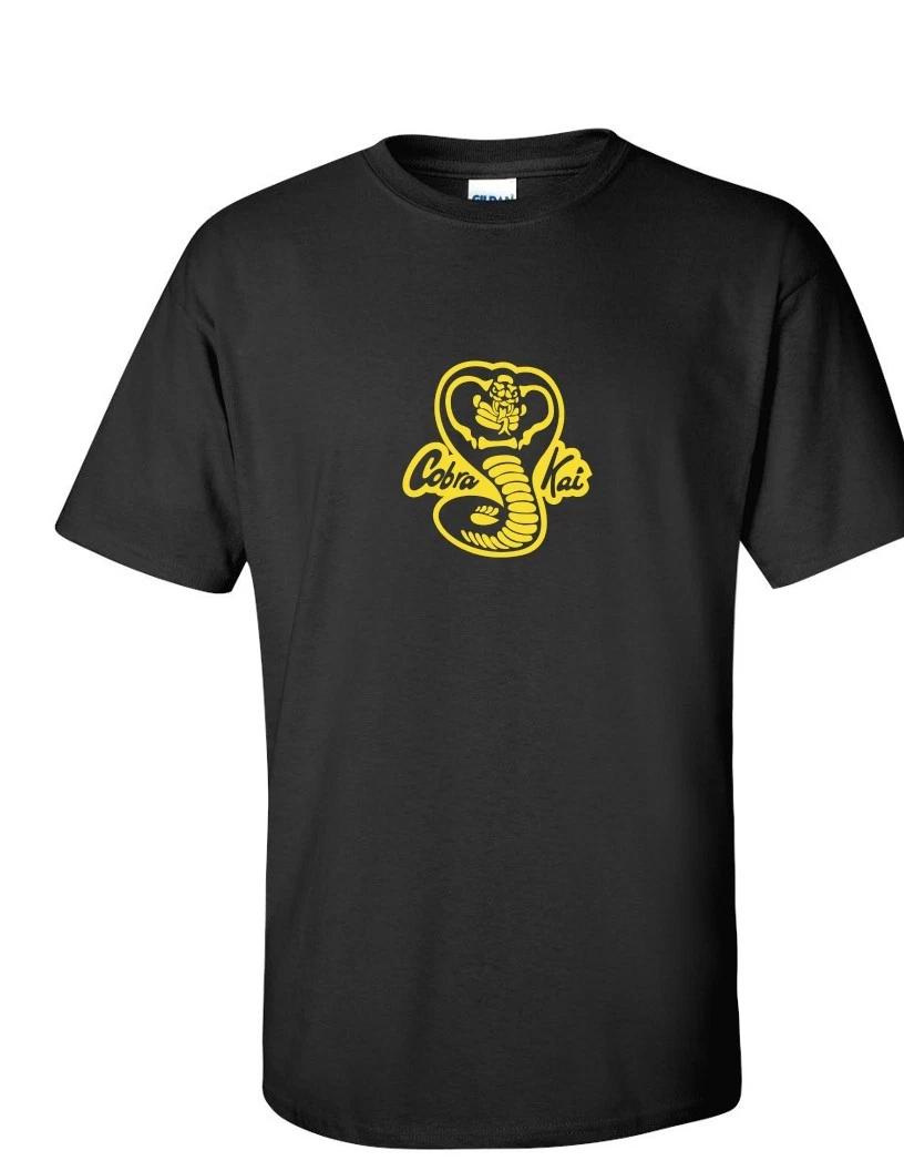 Cobra Kai Yellow Logo T-Shirt - 80’s Karate Kid Martial Black Cotton Tee Shirt 3XL