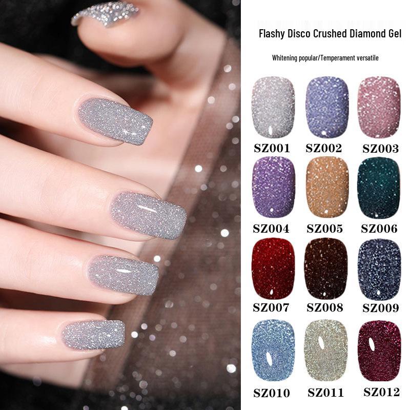 18-Color Ultra Bright Crushed Diamond Glitter Nail Gel Polish