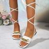 Fashion Summer Womens Sandals New Female Beach Shoes Roman Ladies Solid Color Ankle Straps Square Toe Party Footwear Cross-strap Sandles
