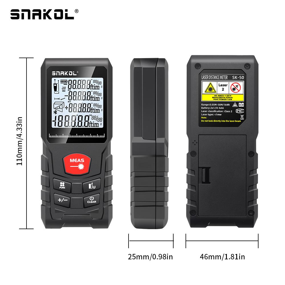 Snakol Laser Distance Meter 50m 70m 100m 120m Rangefinder Digital Range Finder Trena Roulette Ruler Distance Measuring Tape