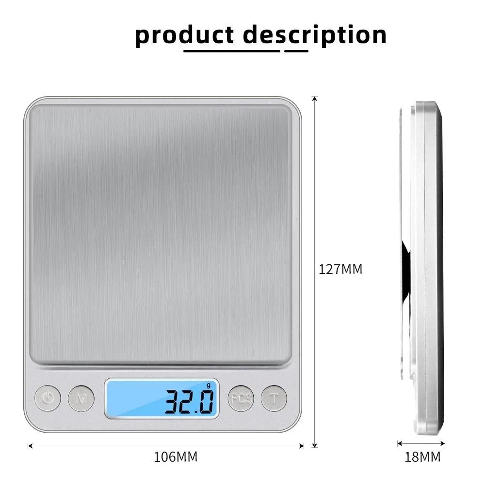 Kitchen Measuring Tools 3000g Mini Pocket Digital Scale Electronics Jewelry Stainless Steel Gold Precision Scales Dining Bar