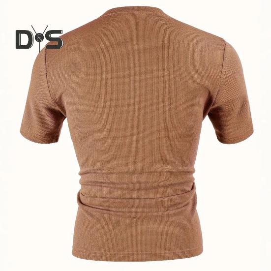 Tricou bărbați cu guler în V, mânecă scurtă, culoare solidă, Slim Fit, moale, respirabil, vară, casual, topuri, purtare zilnică