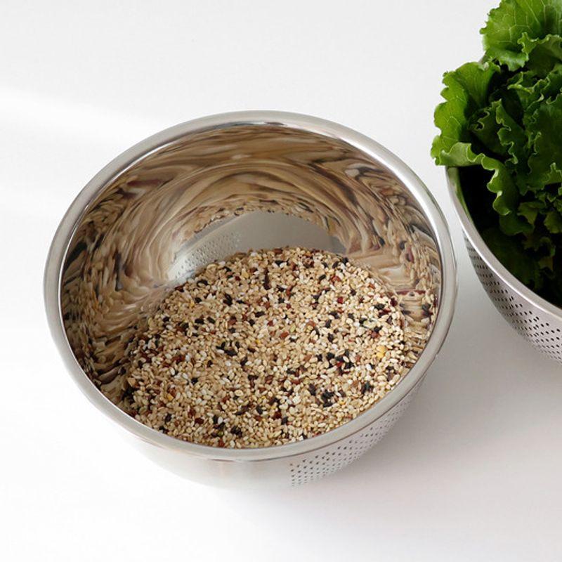 Kamome Kitchen Edelstahl-Reinigungsschüssel mit Perforation, Mehrzweckfunktion