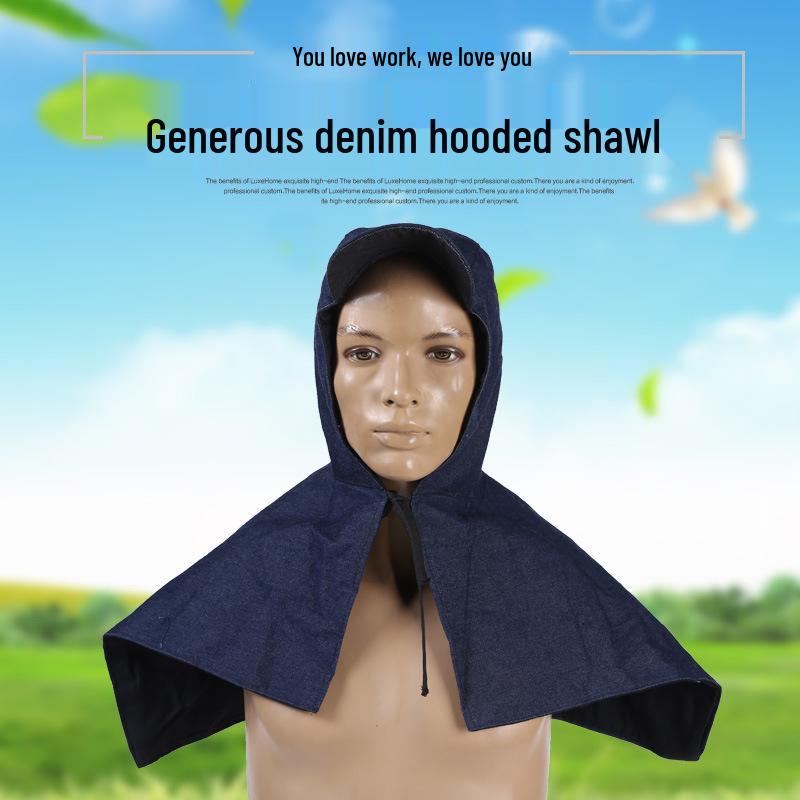 Double-Layer Denim Dustproof & Windproof Hat with Wear-Resistant Shawl Large Square Double-Layer темно-синий