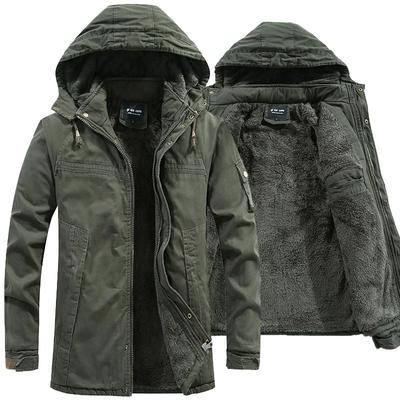 Kabát Větruodolný s kapucí Ležérní Zimní Teplý Pánská Varsity bunda Parky Bundy Pánské Muži Prané Bavlna Silný Fleece