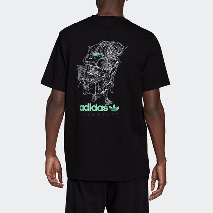 Adidas Originals Trefoil Pckalot Tee Retro Print Sports Crew Neck Short Sleeve T-Shirt Men Tops Black HF4762