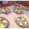 Parachute de jeu arc-en-ciel de 4 mètres pour enfants, Jouet d'activité de groupe en plein air, Jeu de parachute pour préscolaires, Fêtes, Cours de gymnastique, Matériau en nylon