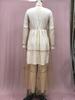 2025 Summer European & American Women's V-Neck Mesh Puff Sleeve See-through Maxi Dress