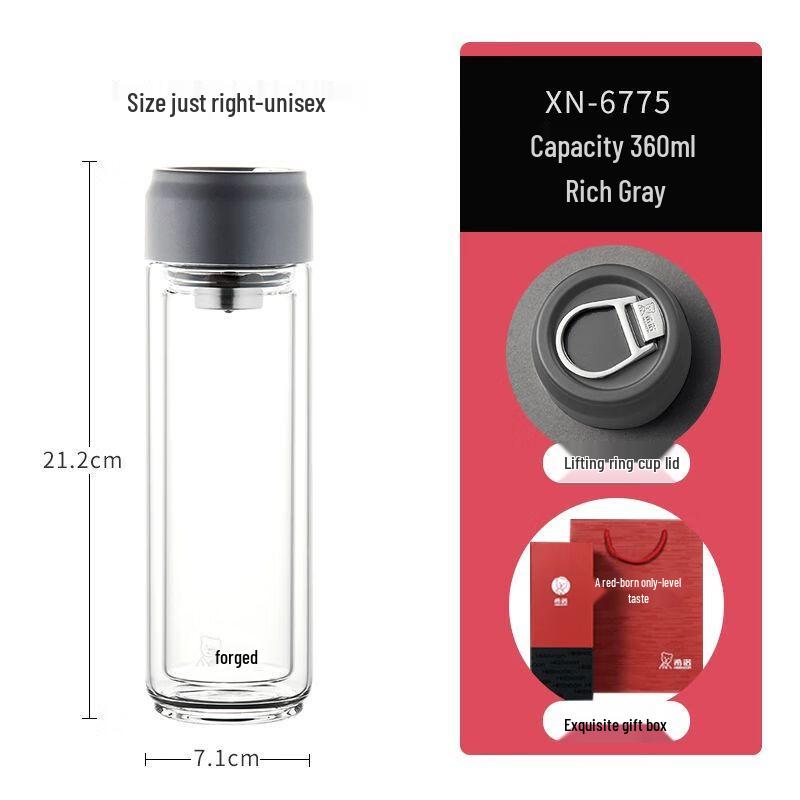 Heenoor Portable High Borosilicate Glass Water Bottle with Handle