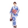 Yukata Free White X25109B232 [Fuuka] Women's Set, 2-piece, Female, Adult, Size, Peony, Chrysanthemum, Blue, (Yukata/Heko Obi/Coral Pink)