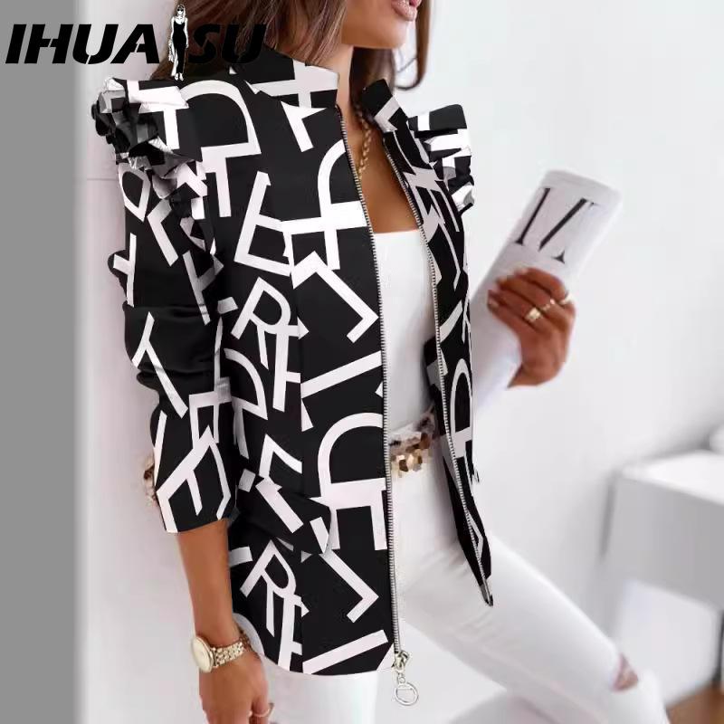 

IHUASU Женские винтажные повседневные куртки и пальто с клетчатым принтом, с длинным рукавом, на осень-зиму XXXL