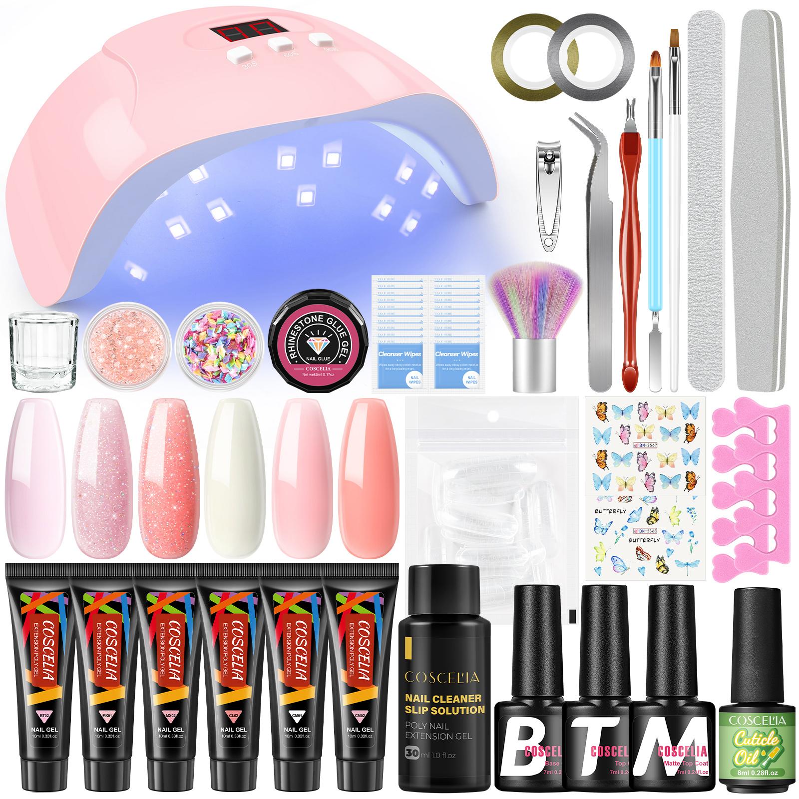 

Набор полигель-лака для ногтей COSCELIA с УФ-светом, 36 Вт, лампа для ногтей, 6 шт., набор для наращивания ногтей из полимера, пилочка для ногтей, стартовый набор для маникюра для ногтей для начинающих