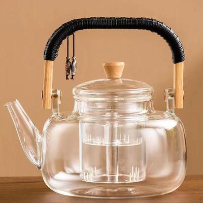 Glass Teapot Tea Infuser with Filter Transparent Brew Pot Water Kettle for Office