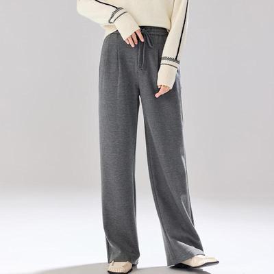 Jinju Women's Wool-Blend High-Waist Wide-Leg Drawstring Pants